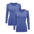 thumbnail image 1 of Women's Under Scrubs Long Sleeve T-Shirt Comfort V-Neck Medical Underscrub Tee -Super Soft and Stretchy - 2 Pack (Ceil Blue, 3X-Large), 1 of 7