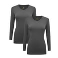 thumbnail image 1 of Women's Under Scrubs Long Sleeve T-Shirt Comfort V-Neck Medical Underscrub Tee -Super Soft and Stretchy - 2 Pack (Charcoal, Medium), 1 of 7