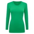 thumbnail image 1 of Women's Under Scrubs Long Sleeve T-Shirt Comfort V-Neck Medical Underscrub Tee -Super Soft and Stretchy - 2 Pack (Green, Small), 1 of 7