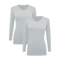 thumbnail image 1 of Women's Under Scrubs Long Sleeve T-Shirt Comfort V-Neck Medical Underscrub Tee -Super Soft and Stretchy - 2 Pack (Heather Grey, X-Large), 1 of 7