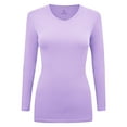 thumbnail image 1 of Women's Under Scrubs Long Sleeve T-Shirt Comfort V-Neck Medical Underscrub Tee -Super Soft and Stretchy - 2 Pack (Lavender, X-Large), 1 of 7