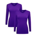 thumbnail image 1 of Women's Under Scrubs Long Sleeve T-Shirt Comfort V-Neck Medical Underscrub Tee -Super Soft and Stretchy - 2 Pack (Purple, XX-Small), 1 of 7