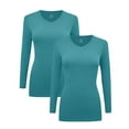 thumbnail image 1 of Women's Under Scrubs Long Sleeve T-Shirt Comfort V-Neck Medical Underscrub Tee -Super Soft and Stretchy - 2 Pack (Teal, X-Small), 1 of 7