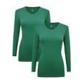 thumbnail image 1 of Women's Under Scrubs Long Sleeve T-Shirt Comfort V-Neck Medical Underscrub Tee -Super Soft and Stretchy - 2 Pack (True Hunter Green, Small), 1 of 7