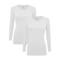 thumbnail image 1 of Women's Under Scrubs Long Sleeve T-Shirt Comfort V-Neck Medical Underscrub Tee -Super Soft and Stretchy - 2 Pack (White, X-Small), 1 of 7