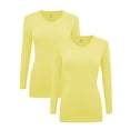 thumbnail image 1 of Women's Under Scrubs Long Sleeve T-Shirt Comfort V-Neck Medical Underscrub Tee -Super Soft and Stretchy - 2 Pack (Yellow, Large), 1 of 7