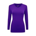 thumbnail image 1 of Women's Under Scrubs Long Sleeve T-Shirt Comfort V-Neck Medical Underscrub Tee -Super Soft and Stretchy (Purple, 3X-Large), 1 of 7