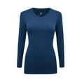 thumbnail image 1 of Women's Under Scrubs Long Sleeve T-Shirt Comfort V-Neck Medical Underscrub Tee -Super Soft and Stretchy (True Navy Blue, Medium), 1 of 7