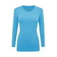 thumbnail image 1 of Women's Under Scrubs Long Sleeve T-Shirt Comfort V-Neck Medical Underscrub Tee -Super Soft and Stretchy (Water Blue, XX-Small), 1 of 7
