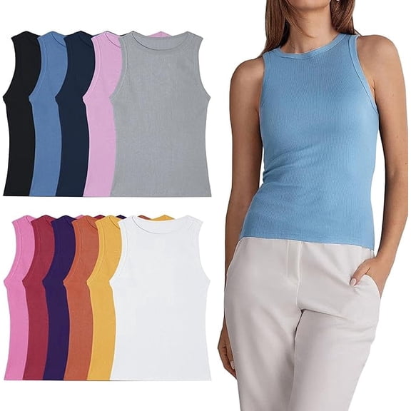 Women’s Undershirts (Pack of 12) Soft Cotton Blend Tank Tops, Tag Less A-Shirt Colorful Multipack Comfortable Fit (US, Alpha, Large, Regular, 12 Pieces Assorted Colors)