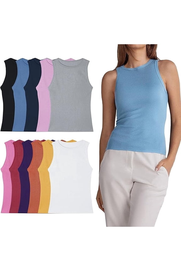 Women’s Undershirts (Pack of 12) Soft Cotton Blend Tank Tops, Tag Less A-Shirt Colorful Multipack Comfortable Fit (US, Alpha, Medium, Regular, 12 Pieces Assorted Colors)