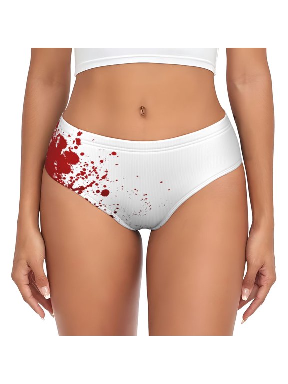Women's Underwear Blood-Splatter-Pattern Hipster Panties Low Rise Briefs Ladies Bikini Underwear 4X-Large