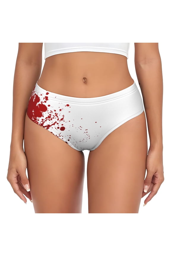 Women's Underwear Blood-Splatter-Pattern Hipster Panties Low Rise Briefs Ladies Bikini Underwear Small