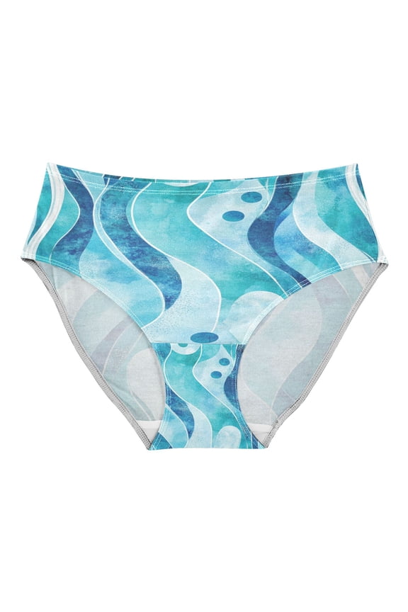 Women's Underwear Blue Wavy Pattern Hipster Panties Underwear for women, Medium
