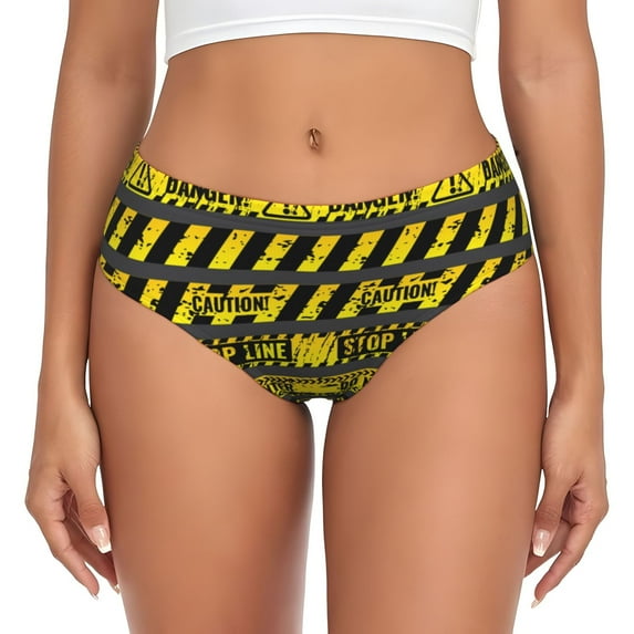 Women's Underwear Briefs Ladies Soft Breathable Panties, Danger Caution Warning Police Stripe
