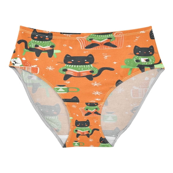 Women's Underwear Cartoon Black Cats Pattern Hipster Panties Underwear for women, Medium