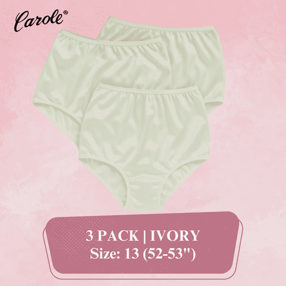 Carole Classic Nylon Full Cut Women's Briefs, 3-Pack