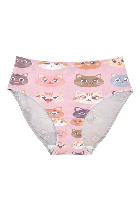 Women's Underwear Cute Cat Face Pattern Hipster Panties Underwear for women, X-Small
