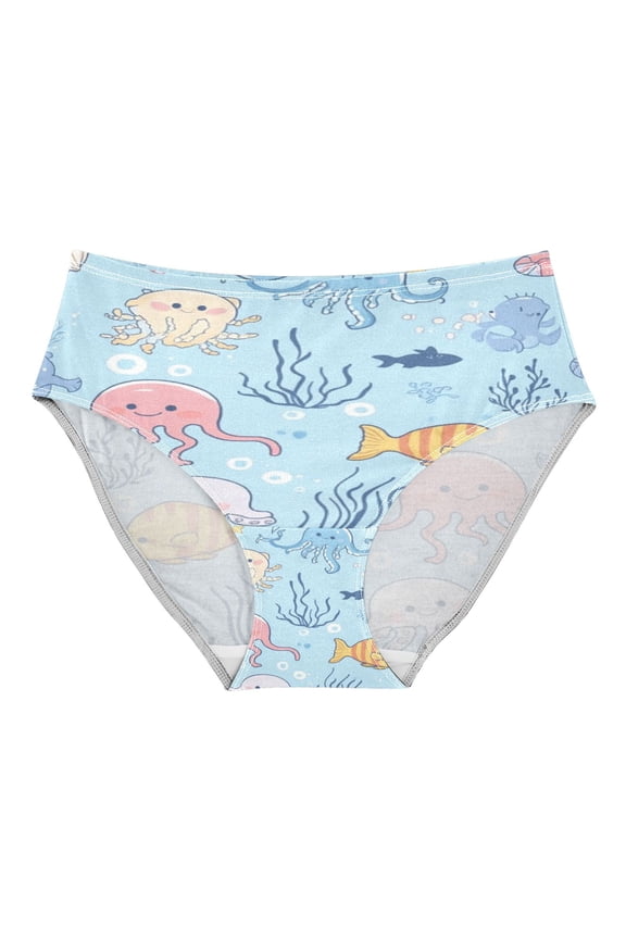 Women's Underwear Cute Sea Creatures Pattern Hipster Panties Underwear for women, Small