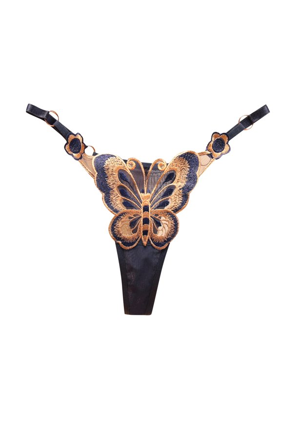 Women's Underwear Embroidered Mesh Thong for Women Elegant Hollow Lace Design Breathable Front-Back Coverage Delicate Ornamentation for Everyday Wear Blue One Size