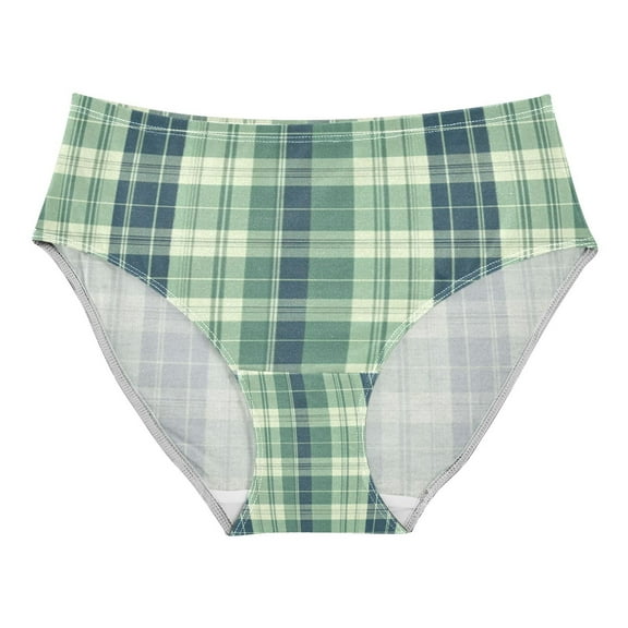 Women's Underwear Green Tartan Pattern Hipster Panties Underwear for women, Large