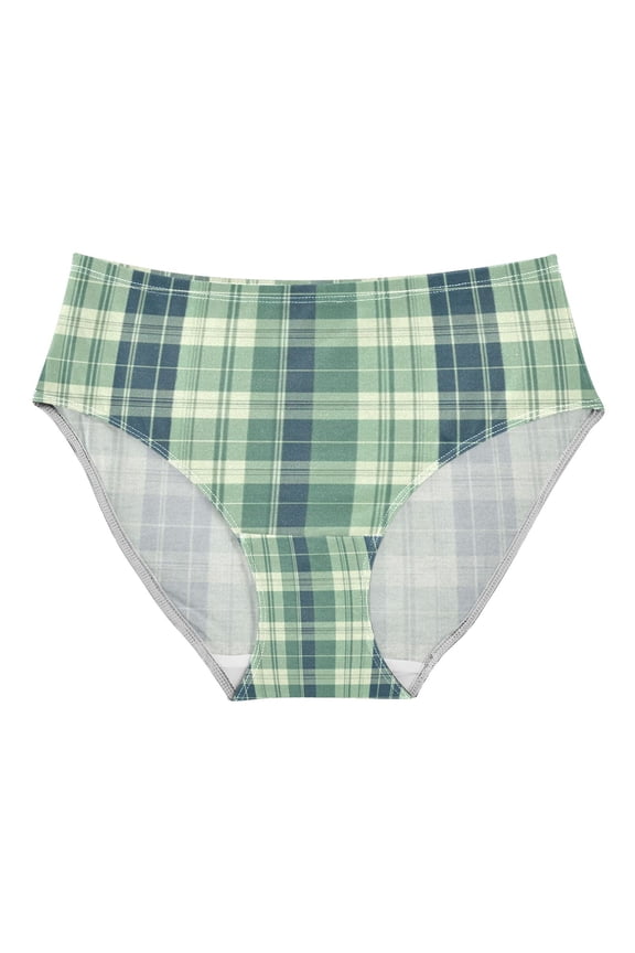 Women's Underwear Green Tartan Pattern Hipster Panties Underwear for women, X-Large