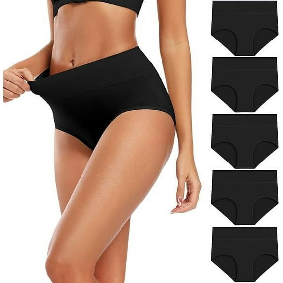 Women's Underwear High Waisted Breathable Soft Cotton Panties 5 Pack