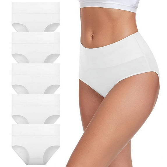 Women's Underwear High Waisted Breathable Soft Cotton Panties 5 Pack