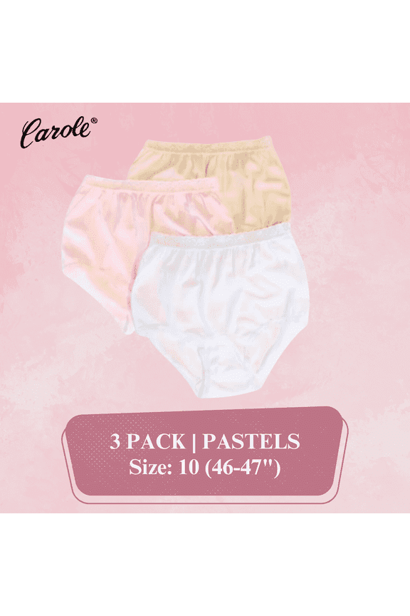 Women's Underwear Lace Trim Nylon Briefs Full Cut Carole Panties, 3-Pack