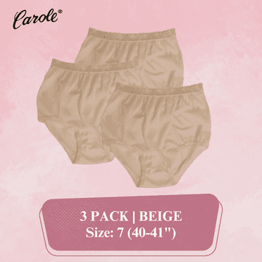 Women's Underwear Lace Trim Nylon Briefs Full Cut Carole Panties, 3-Pack