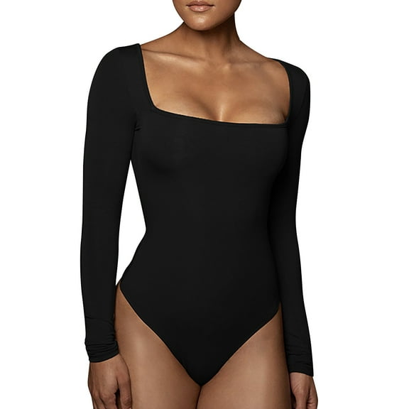 Women's Underwear Long Sleeve Square Collar Bodysuit Bodysuit Leggings Jumpsuit Top