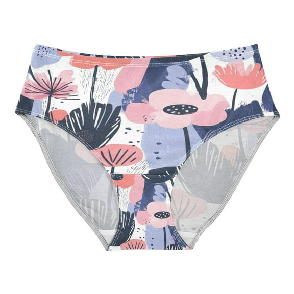 Women's Underwear Navy Blue Abstract Flowers Hipster Panties Underwear for women, Small