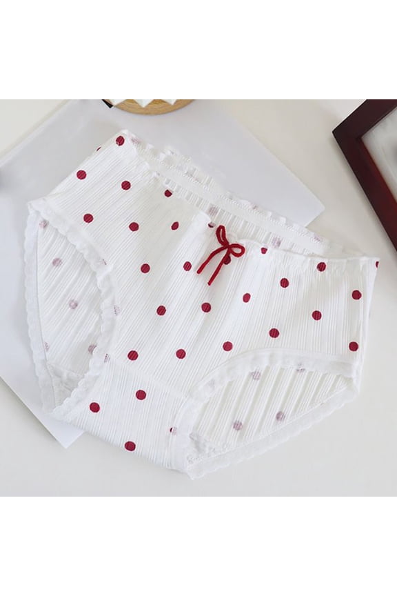 Women's Underwear Pack Teen Girls High Waisted Cotton Briefs, Women's Soft Comfortable Underwear Cute Print Stretchy Breathable Panties White L