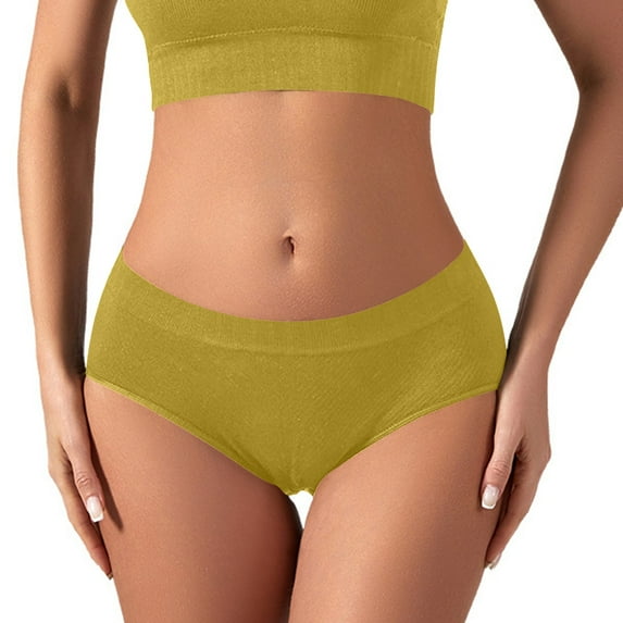 Women's Underwear Pack Women Solid Color Patchwork Briefs Panties Underwear Butt Lifter Bikini Underpants Cheeky Panties for Women Yellow XXL
