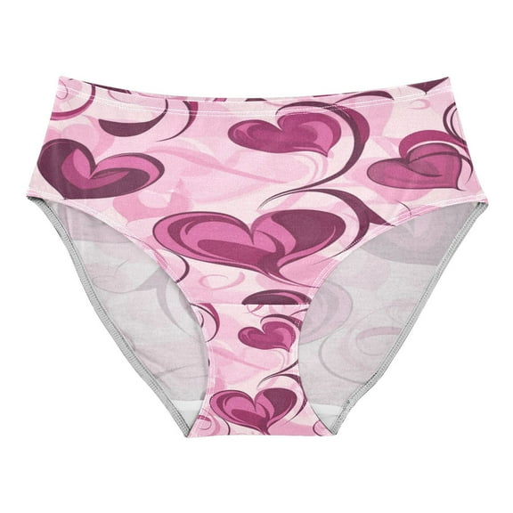 Women's Underwear Pink and Burgundy Hearts Hipster Panties Underwear for women, Large