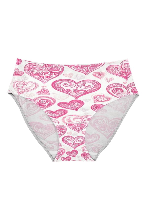 Women's Underwear Pink and Red Hearts Pattern Hipster Panties Underwear for women, X-Small