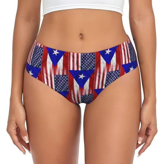 Women's Underwear Puerto-Rico-America-Flag Hipster Panties Low Rise Briefs Ladies Bikini Underwear Medium