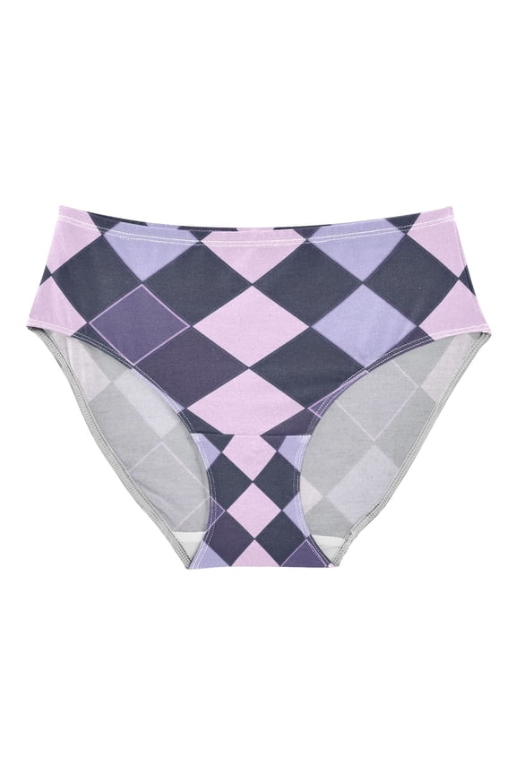 Women's Underwear Purple and Blue Argyle Pattern Hipster Panties Underwear for women, Large
