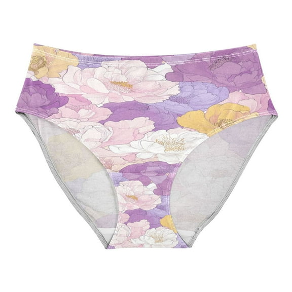 Women's Underwear Purple and Yellow Peonies Hipster Panties Underwear for women, Medium