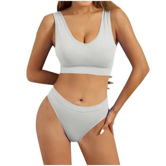 Women's Underwear Set - Gathering Shockproof Sports Bra with Large U Open Back, Sexy Tank Top, Soft Nylon/Spandex, S-XL Sizes for Daily/Party