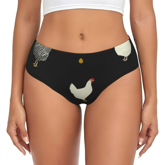 Women's Underwear Stretch Panties Breathable Briefs, Chicken Eggs Cock Pattern Rooster