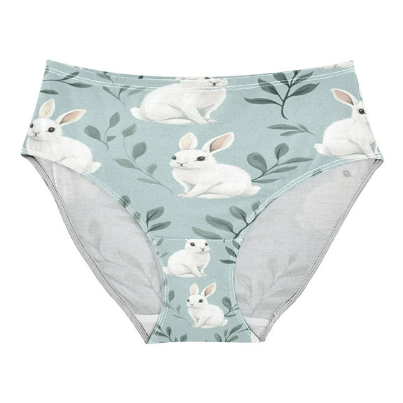Women's Underwear White Rabbits Pattern Hipster Panties Underwear for women, Medium