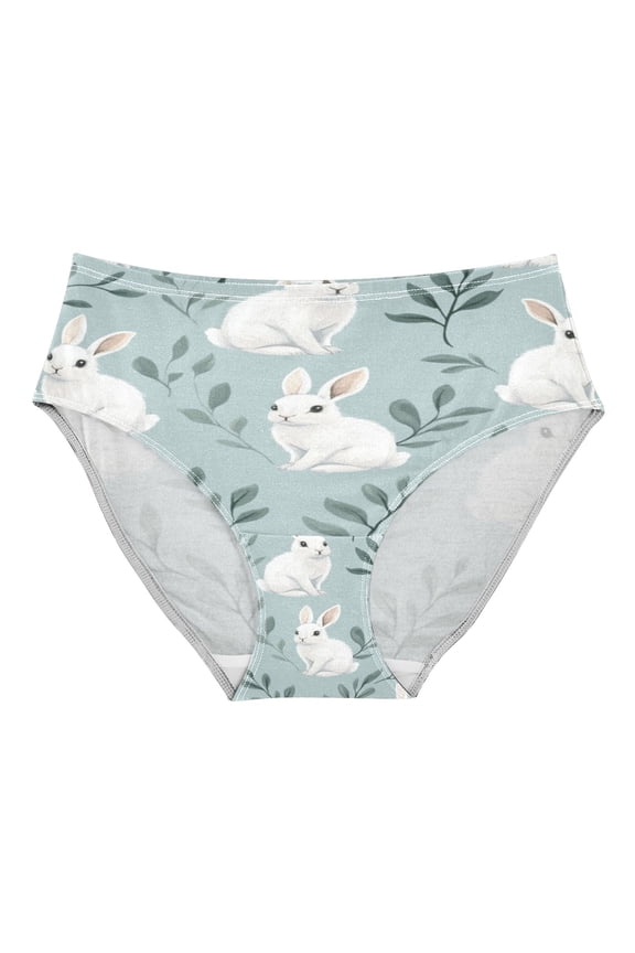 Women's Underwear White Rabbits Pattern Hipster Panties Underwear for women, Medium