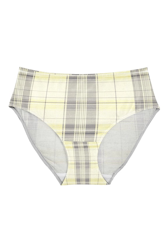 Women's Underwear Yellow and Grey Tartan Pattern Hipster Panties Underwear for women, Medium