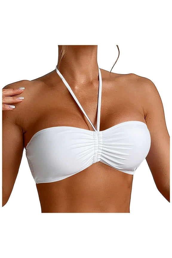 Women's Underwire Bandeau Bikini Top Sexy Strapless Bathing Suit Tops Halter Swimwear - Bra Sizes