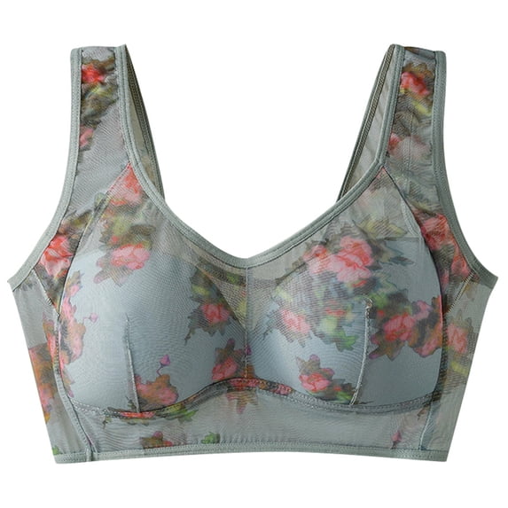 Women's Underwire Bra Lace Push Up Seamless Bra Blue Size L