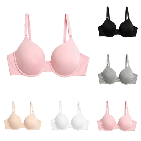 Women's Underwire Bra Lightly Padded Full Coverage, Soft Comfortable Support, T-Shirt Daily Wear | CSEONE,Pink S