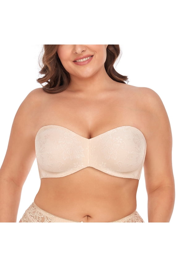 Women's Underwire Contour Multiway Strapless Bra Plus Size Push Up Bralette 34G