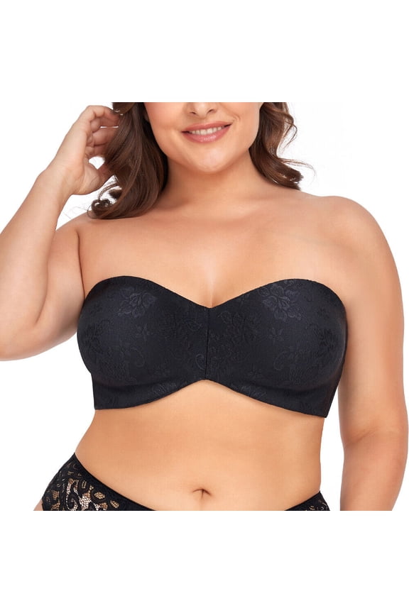 Women's Underwire Contour Multiway Strapless Bra Plus Size Push Up Bralette 42DDD