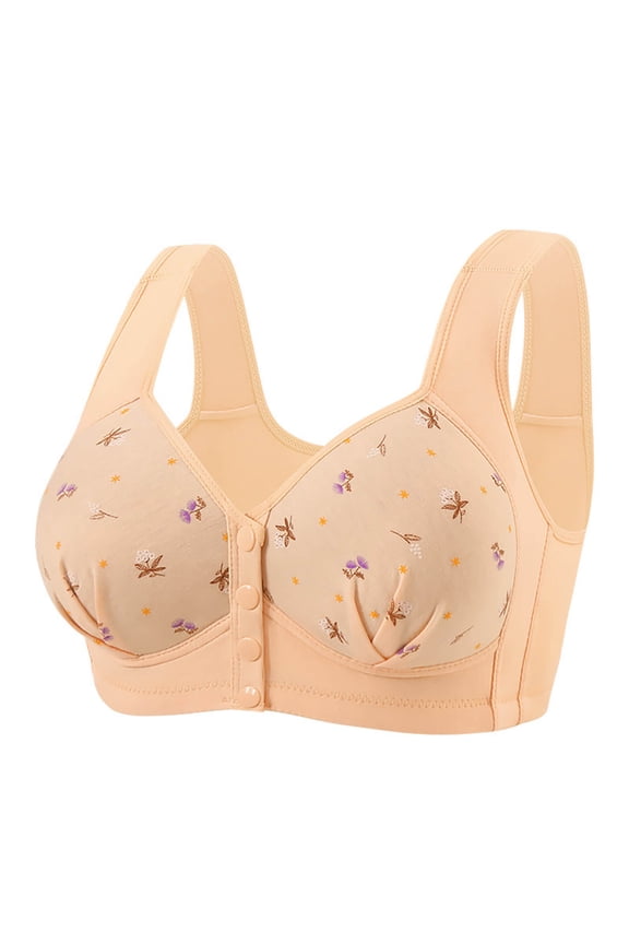 Women's Underwire Everyday Bras - Woman Color Thin and Steel Gathered Breathable Underwear for Daily Bras Beige 44